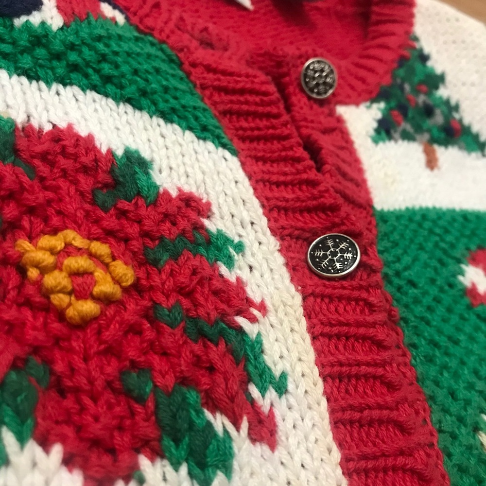Vintage Christmas Cardigan Knitted by Hand - Picture 5 of 12